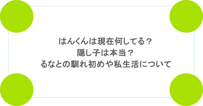 はんくんは現在何してる？隠し子は本当？るなとの馴れ初めや私生活について